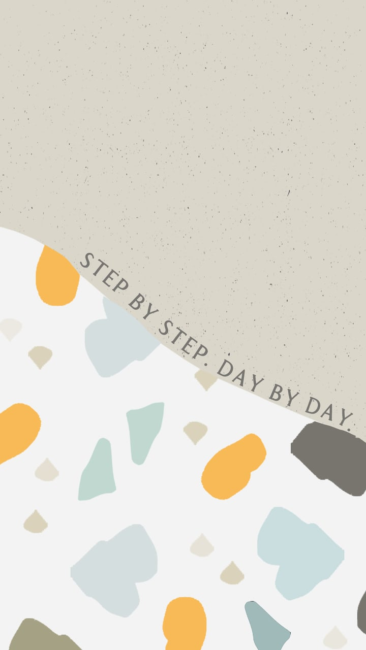 Step by Step, Schriftzug, Terrazzo, Beige, HD, Sperrbildschirm fürs iPhone