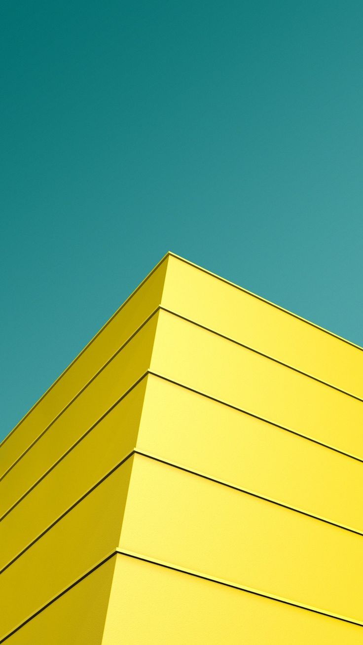 Gelbes Gebäude, Architektur, Türkiser Himmel, Minimalistisch, Hintergrundbild fürs Handy
