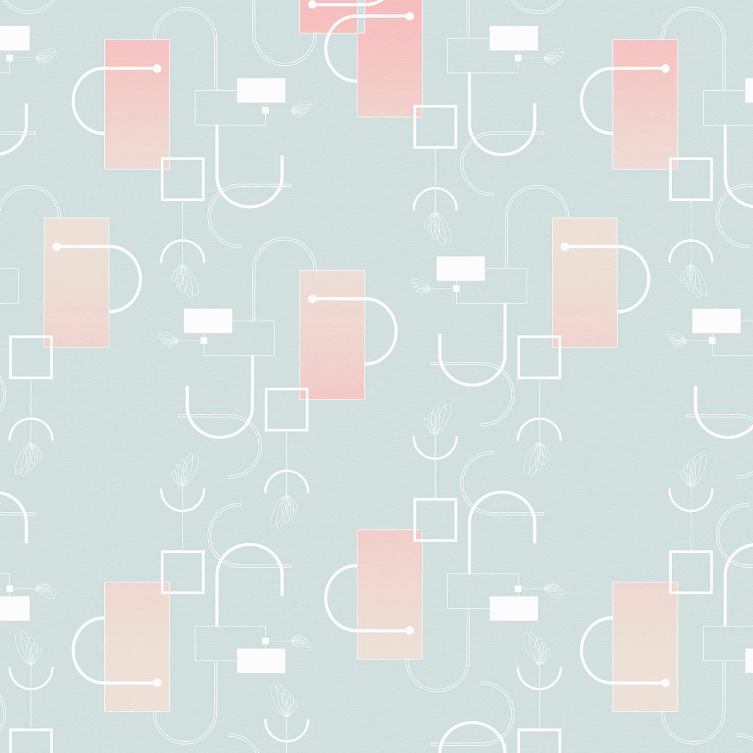 Muster, Mintgrün, Rosa, Formen, HD, Hintergrundbild fürs Tablet