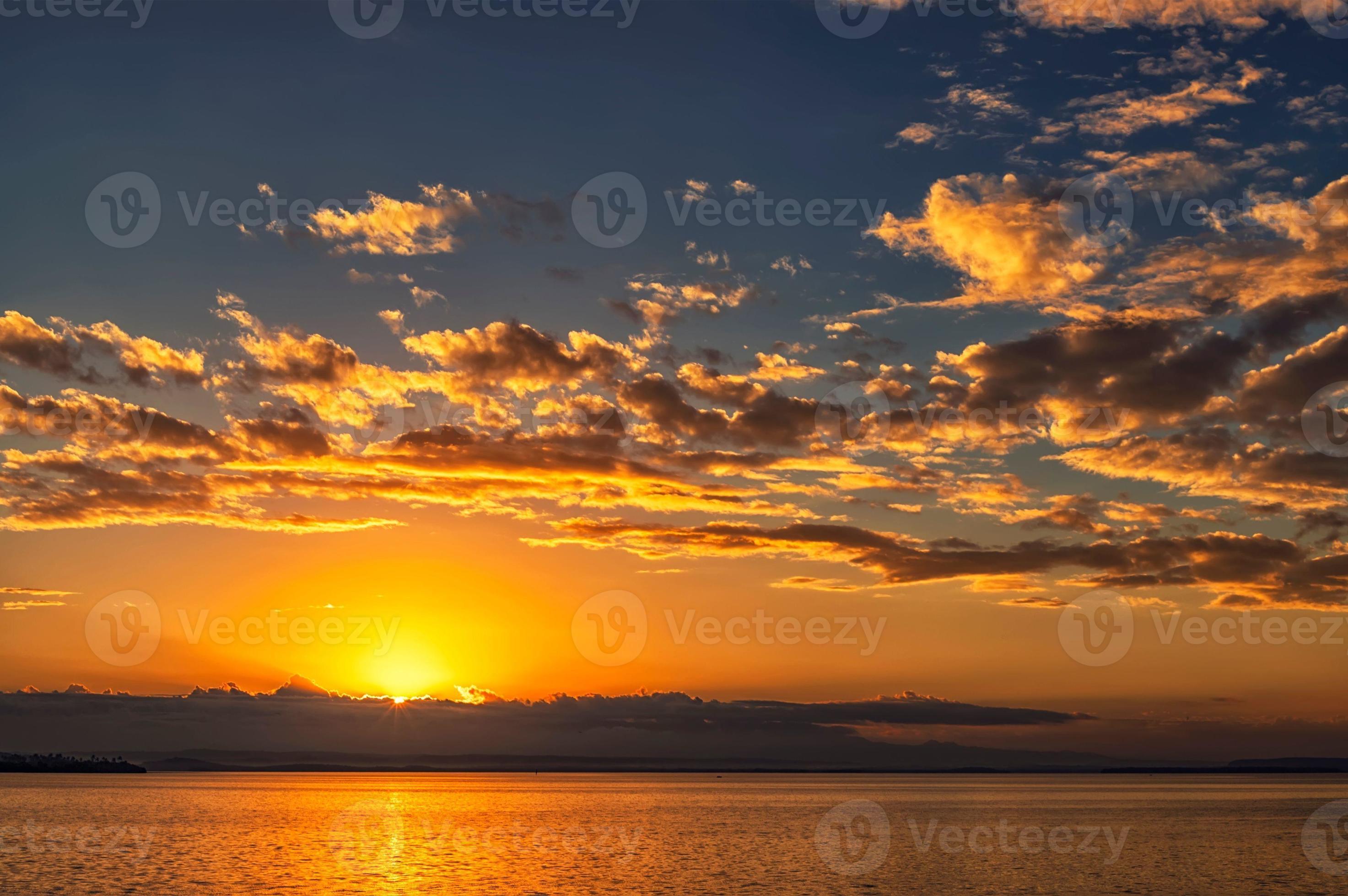 Wolken, Meer, Orange, Blau, Horizont, 2K, Hintergrundbild für den PC
