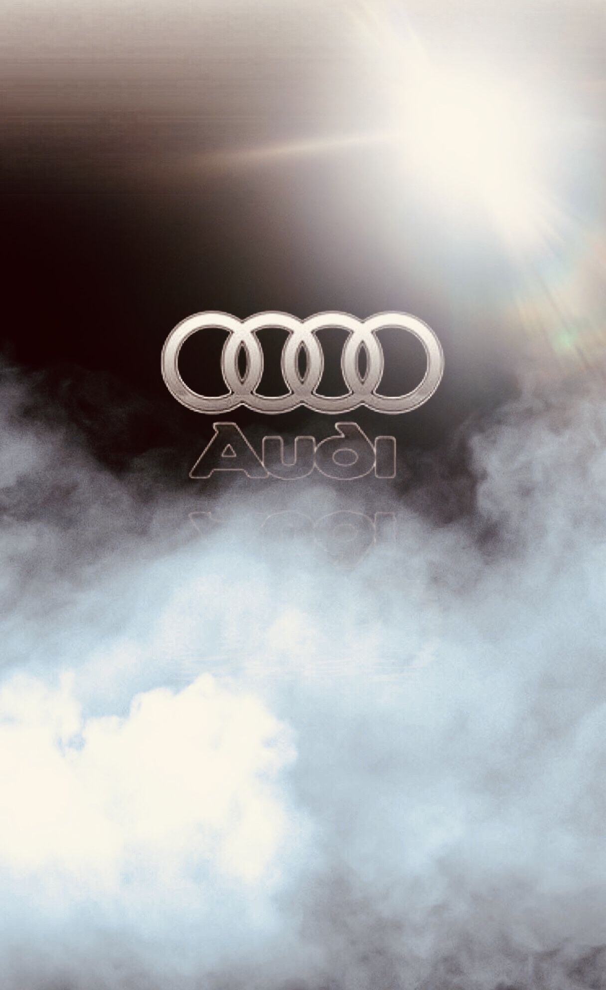 Audi-Logo, Vier Ringe, Rauch, Weiß, Minimalismus, Full HD, Hintergrundbild fürs Handy