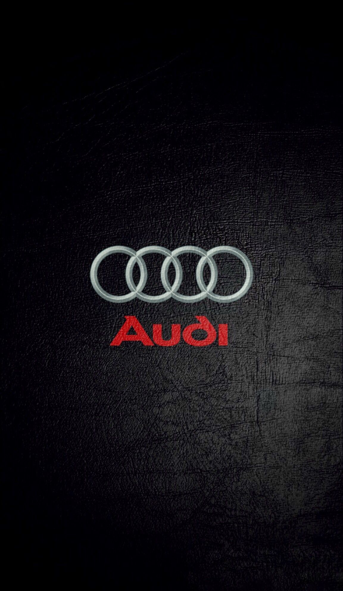 Audi-Logo, Vier Ringe, Schwarzer Hintergrund, Rote Schrift, Minimalismus, Sperrbildschirm fürs iPhone