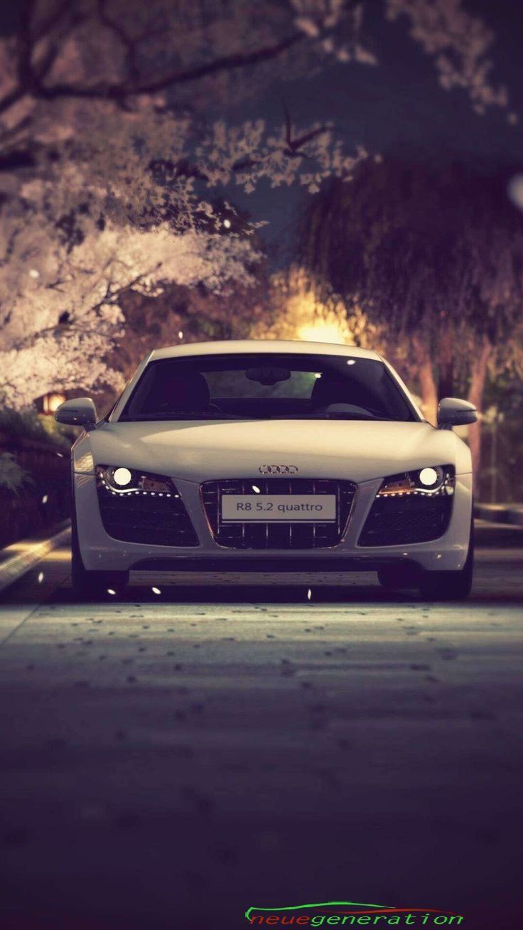 Audi R8, Sportwagen, Weiß, Nacht, Scheinwerfer, HD, Sperrbildschirm fürs iPhone