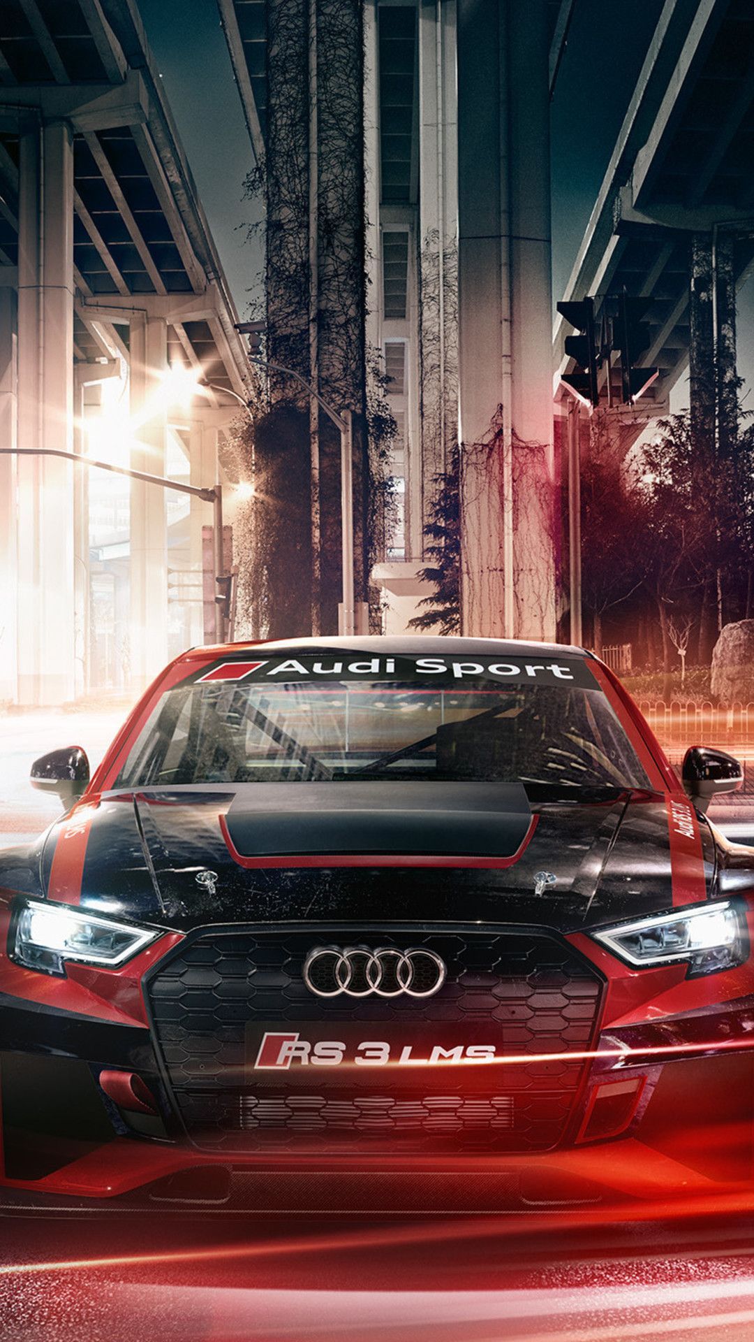 Audi Sport, Sportwagen, Rotes Licht, Garage, Frontansicht, 1080x1920, Handy-Hintergrund