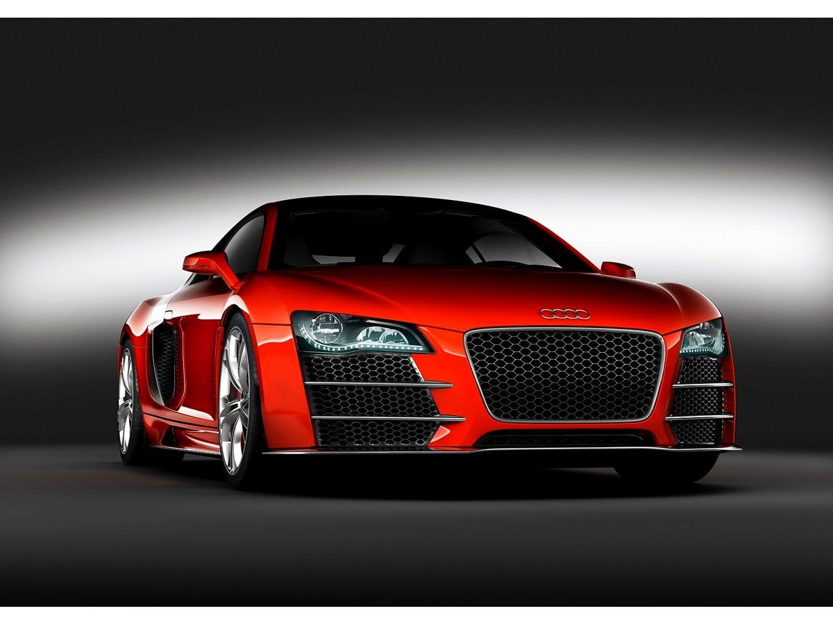 Audi R8, Supersportwagen, Orange, Studio, Frontansicht, Hintergrundbild für iPad und Tablet