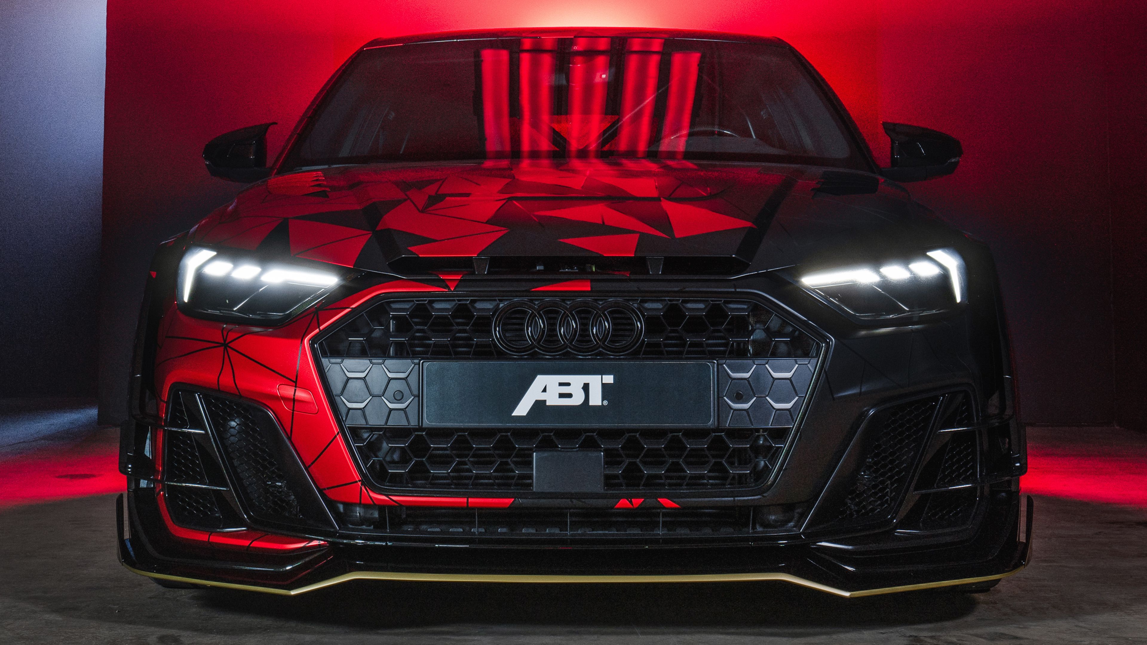 ABT Sportsline, Tuning, Rot-schwarze Folierung, Kühlergrill, Studio, 3840x2160, Desktop-Hintergrund