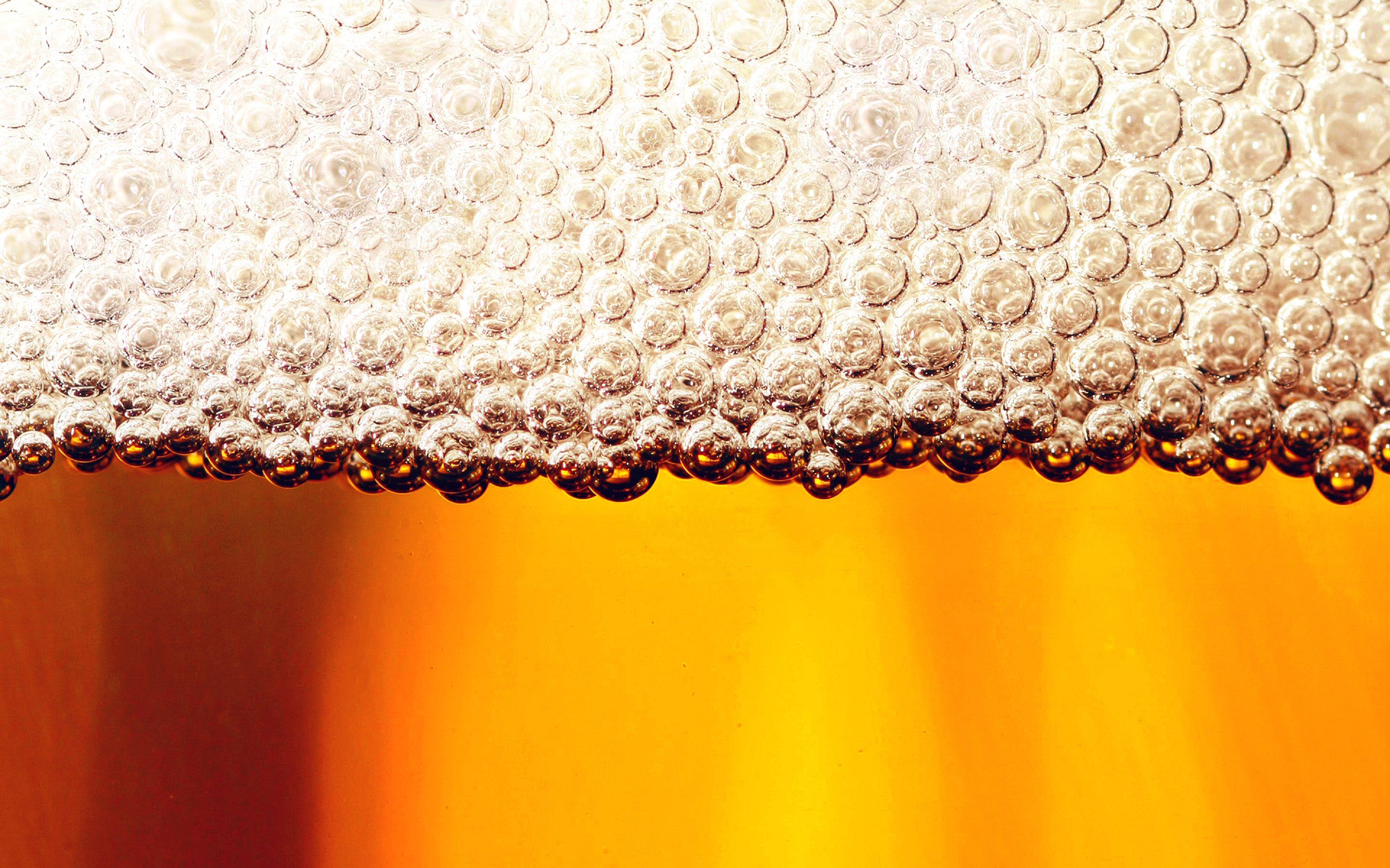 Bierschaum, Bläschen, Orange, Nahaufnahme, Makro, 2K, Desktop-Hintergrund für Windows