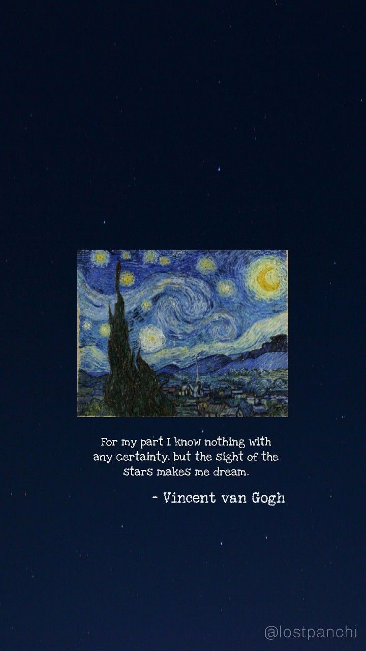 Sternennacht, Vincent van Gogh, Zitat, Dunkelblau, Minimalismus, Sperrbildschirm fürs iPhone