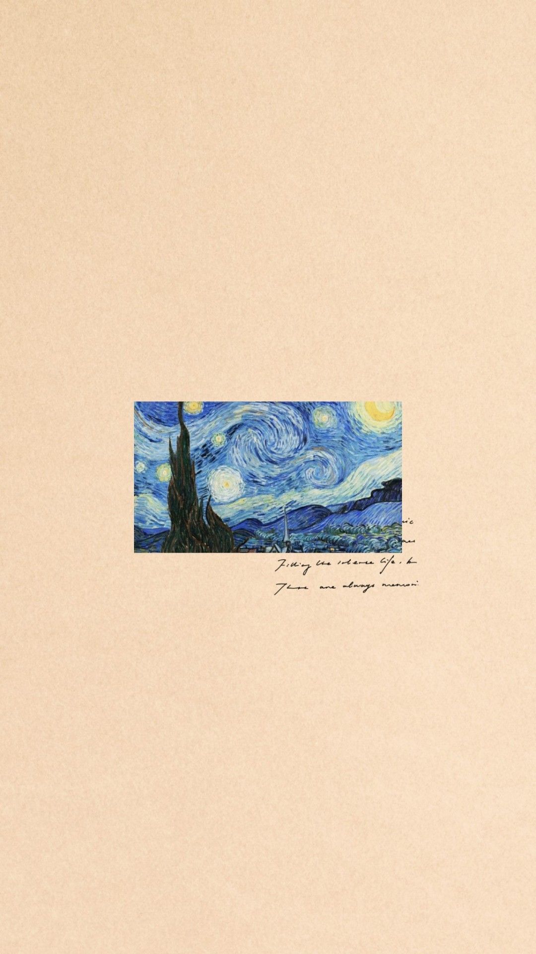 Sternennacht, Vincent van Gogh, Beiger Hintergrund, Minimalismus, Sperrbildschirm fürs iPhone