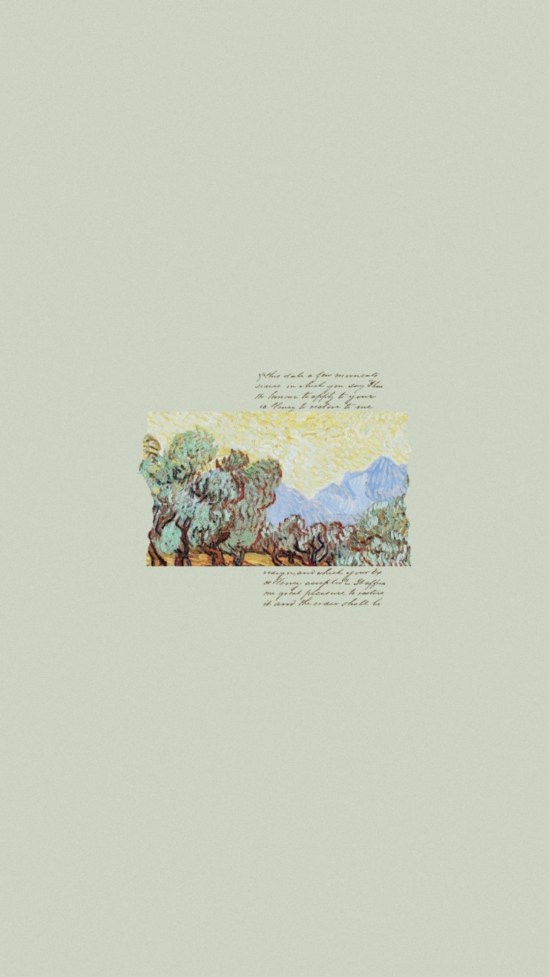 Vincent van Gogh, Landschaftsgemälde, Salbeigrün, Minimalismus, Full HD, iPhone-Hintergrundbild