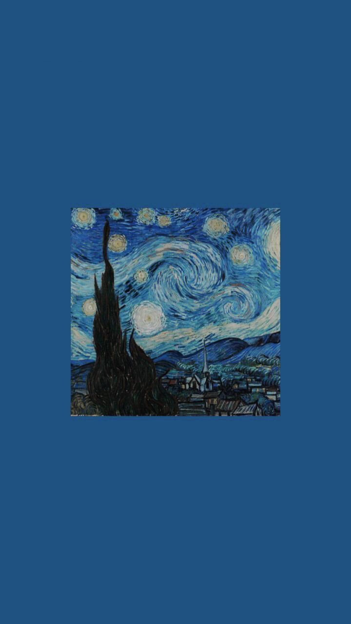 Sternennacht, Vincent van Gogh, Blauer Hintergrund, Minimalismus, Sperrbildschirm fürs iPhone