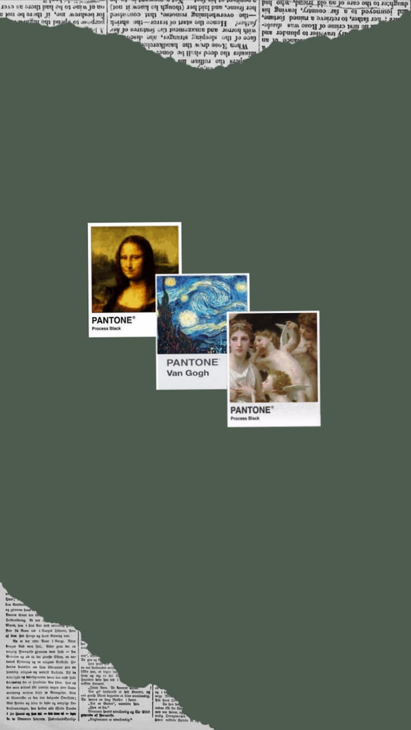 Vincent van Gogh, Mona Lisa, Gemälde-Collage, Olivgrün, Zerrissenes Papier, HD, Handy-Hintergrundbild