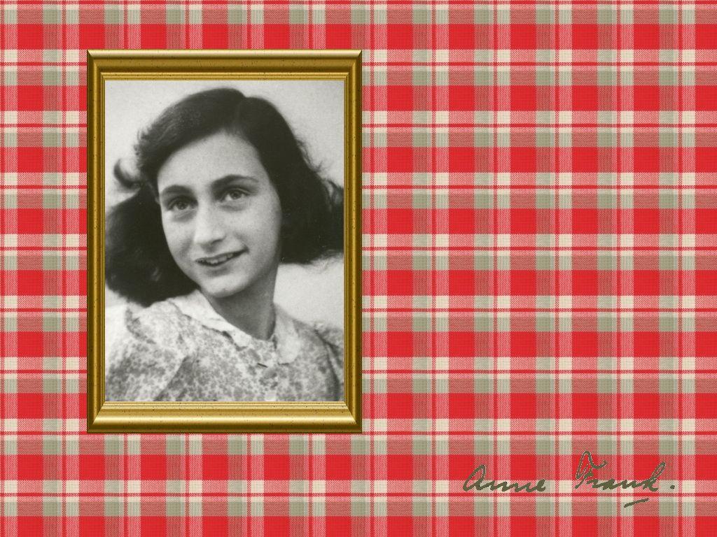 Anne Frank, Bilderrahmen, Karomuster, Rot, Unterschrift, Hintergrundbild fürs iPad