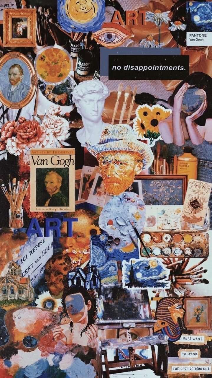 Vincent van Gogh, Selbstbildnis, Collage, Bunt, Ästhetik, Hintergrundbild fürs Handy