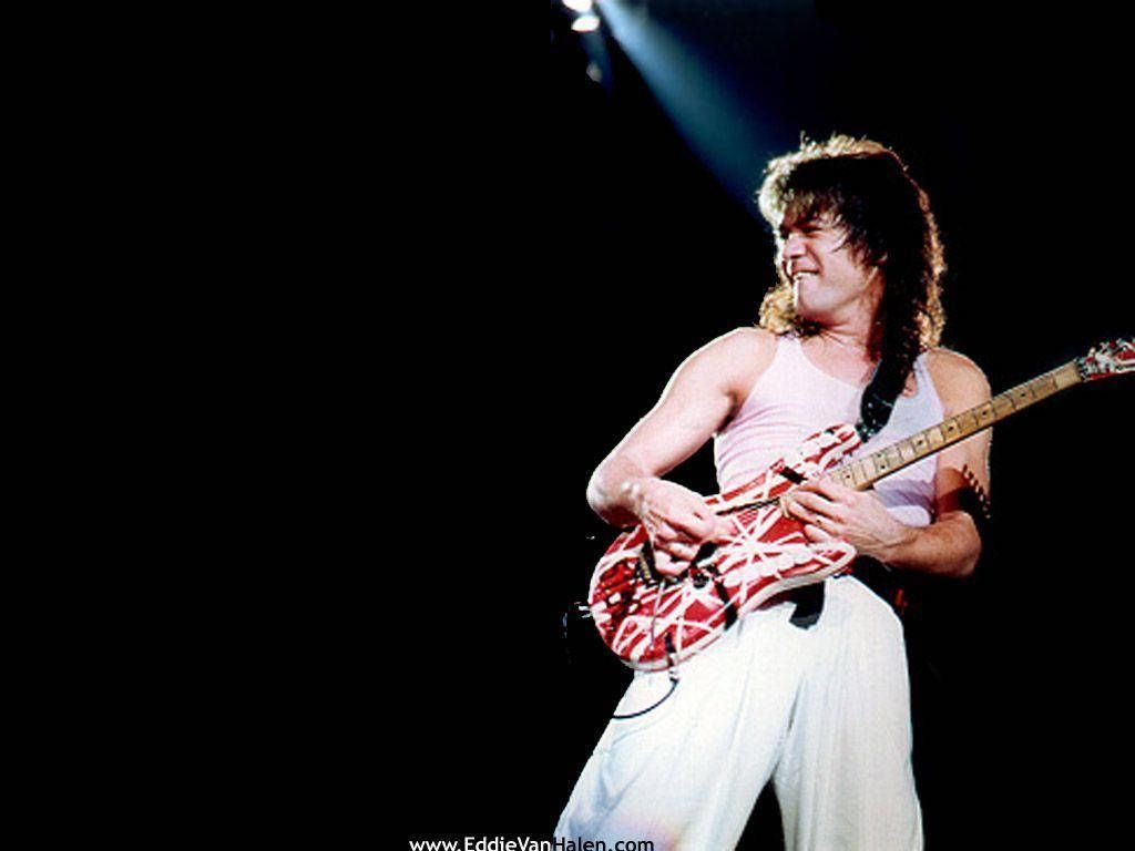 Eddie Van Halen, Frankenstrat, Scheinwerfer, Konzert, Schwarzer Hintergrund, Wallpaper