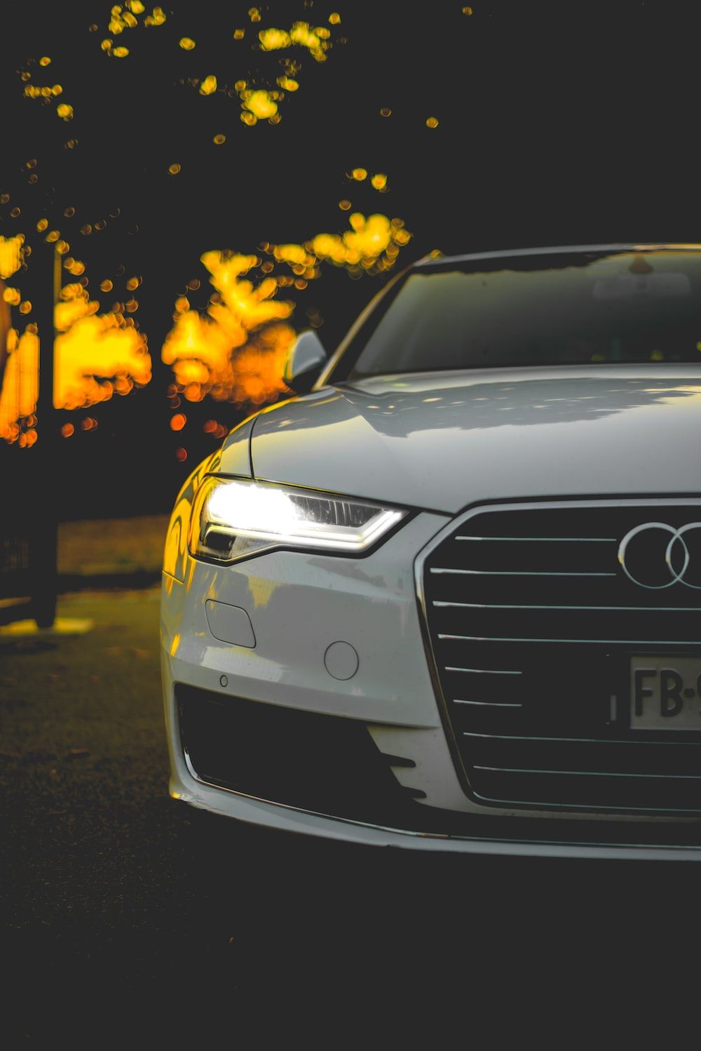 Audi A6, Weiß, Bokeh, Scheinwerfer, Herbstlicht, HD, iPad-Hintergrundbild