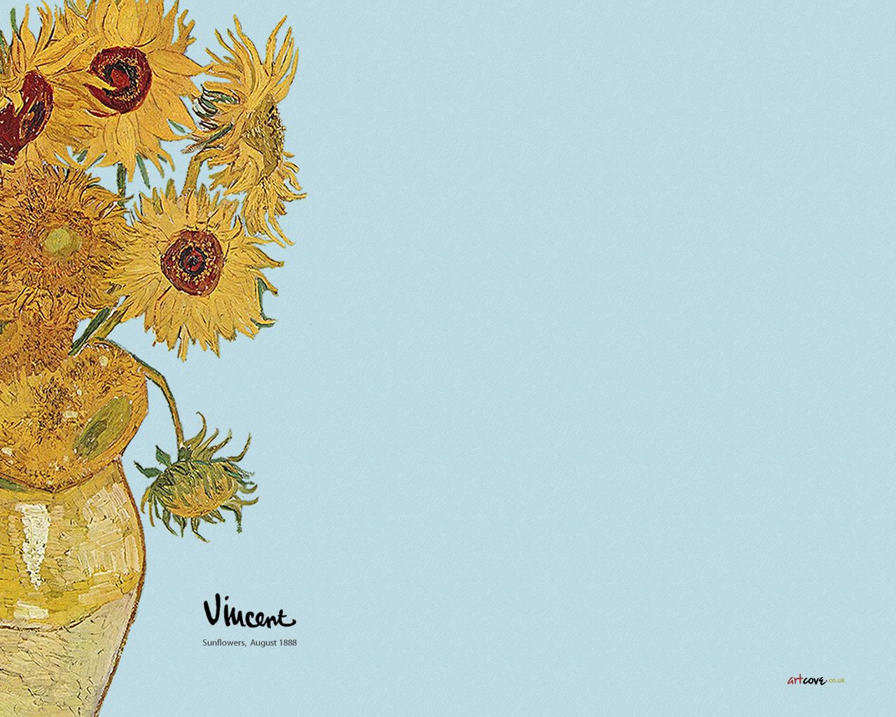 Sonnenblumen, Vincent van Gogh, Vase, Hellblauer Hintergrund, HD Wallpaper