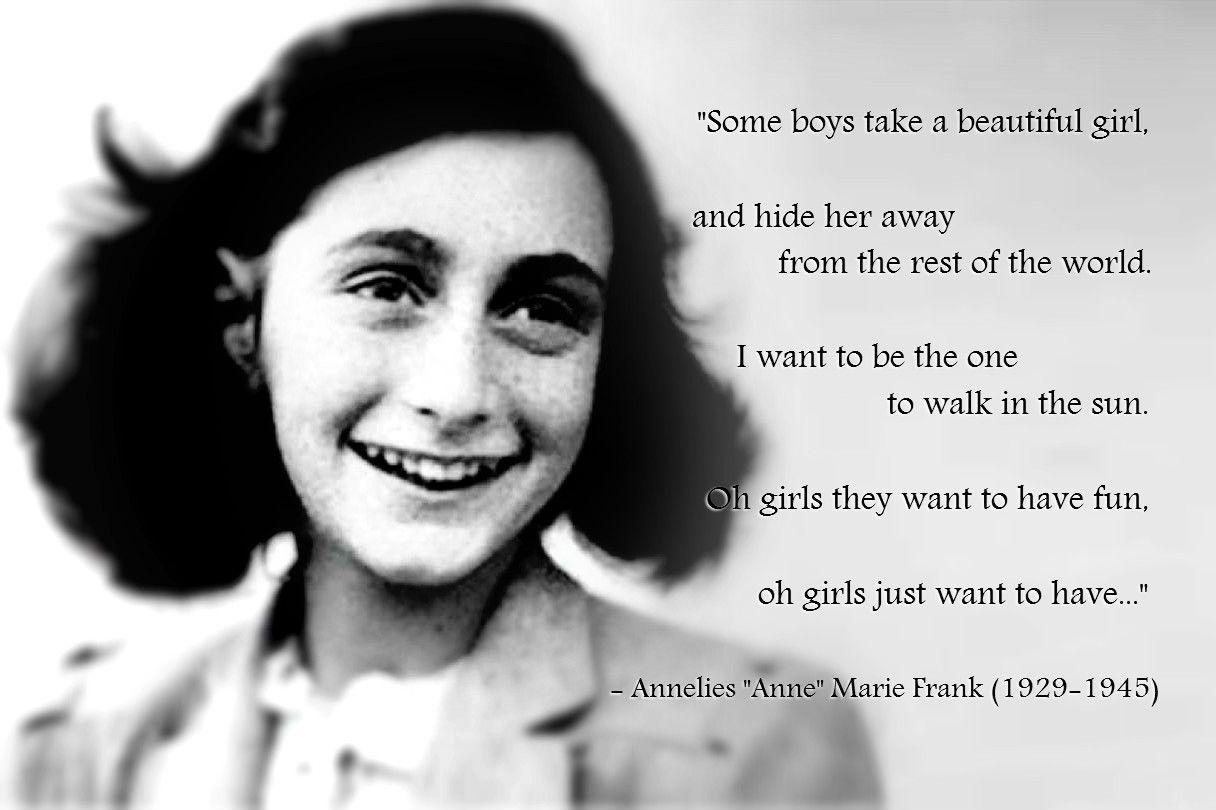 Anne Frank, Zitat, Lächeln, Porträt, Schwarz-Weiß, Hintergrundbild