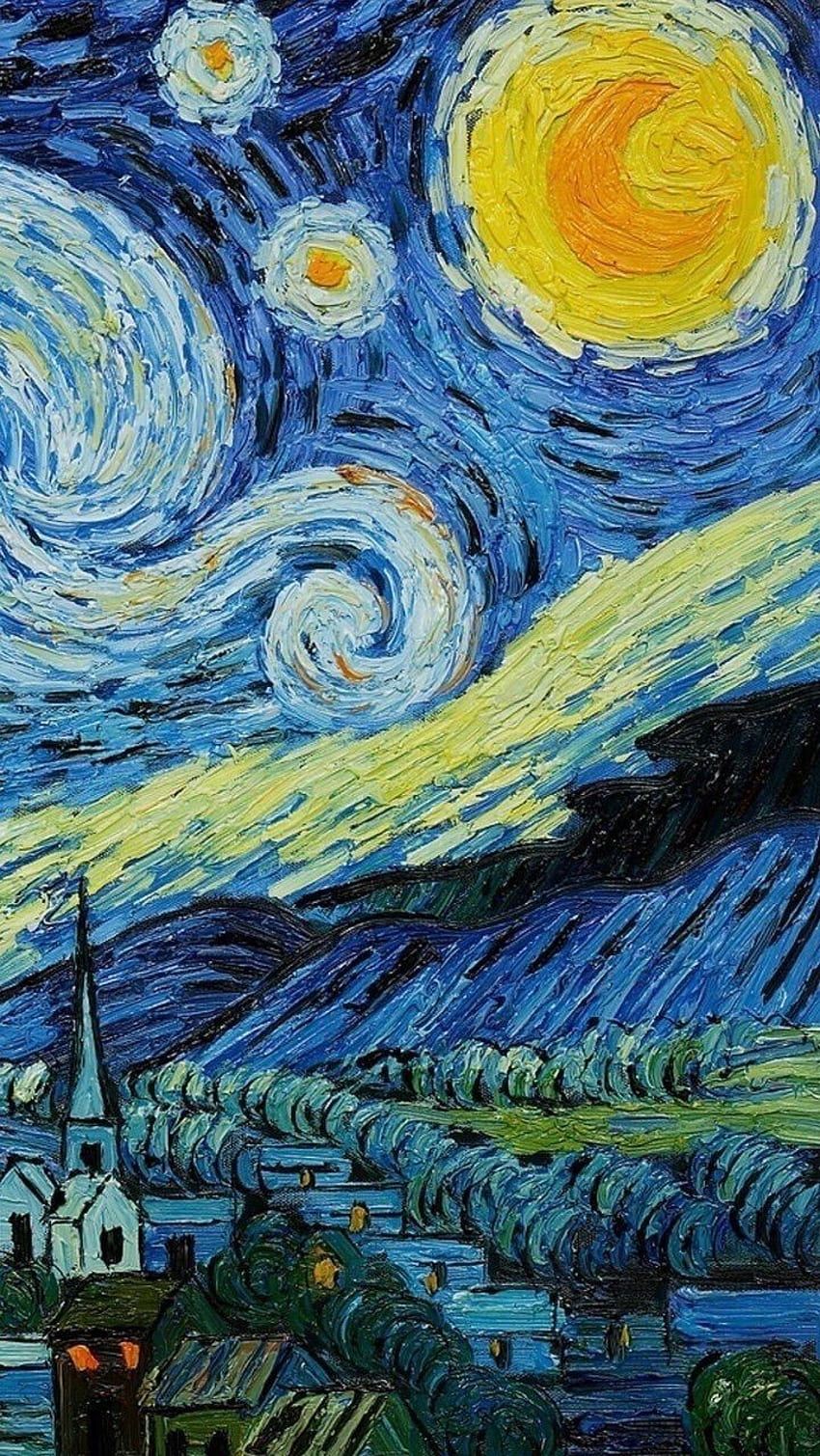 Sternennacht, Vincent van Gogh, Nachthimmel, Mond, Wirbel, Android-Hintergrundbild