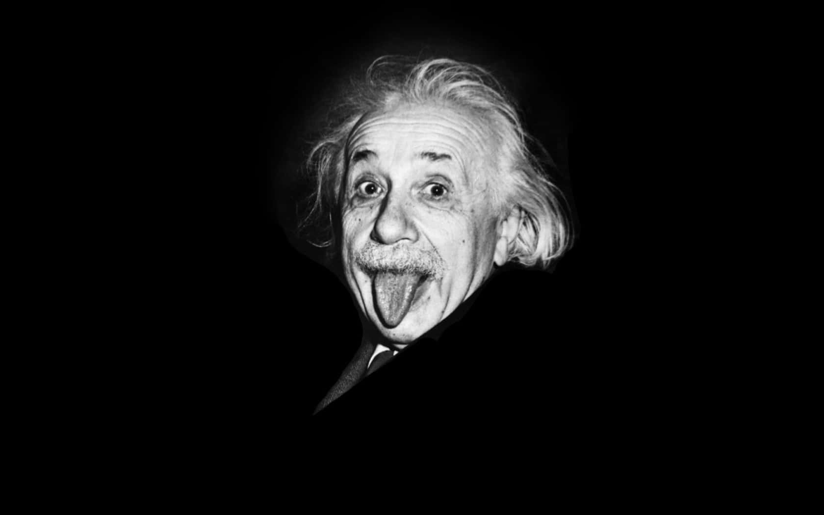 Albert Einstein, Herausgestreckte Zunge, Schwarzweiß, Schwarzer Hintergrund, Ikonisches Foto, HD Wallpaper