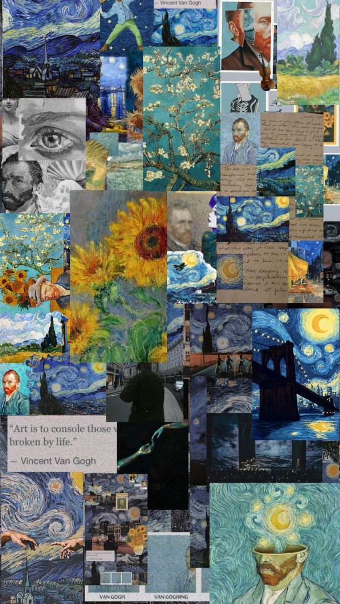 Vincent van Gogh, Sonnenblumen, Collage, Ästhetik, Hintergrundbild für iPhone und Android