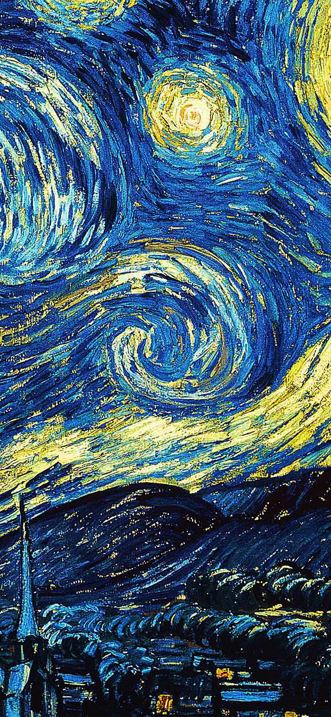Sternennacht, Vincent van Gogh, Nachthimmel, Wirbel, Hochformat, Hintergrundbild fürs Smartphone