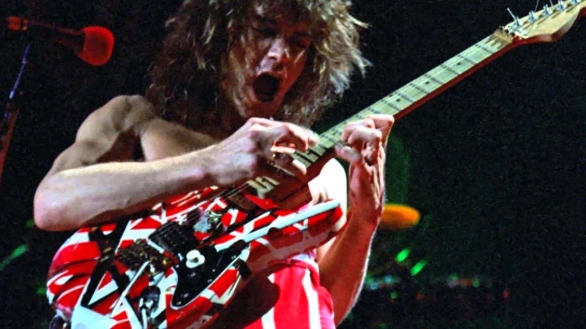 Eddie Van Halen, Frankenstrat, Nahaufnahme, Live-Auftritt, Rot-Weiß, Full HD, Desktop-Hintergrund