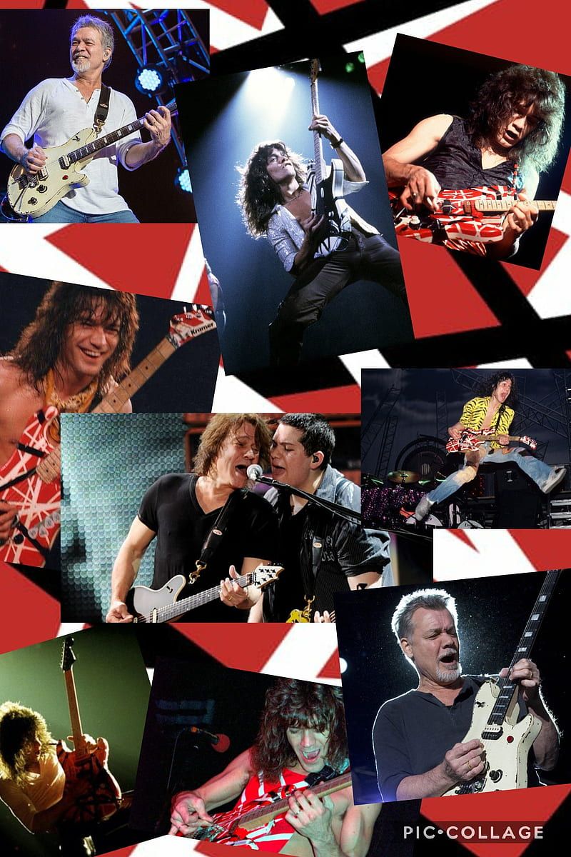 Eddie Van Halen, Collage, Fotomontage, Frankenstrat, Rot-Weiß, Android-Hintergrundbild