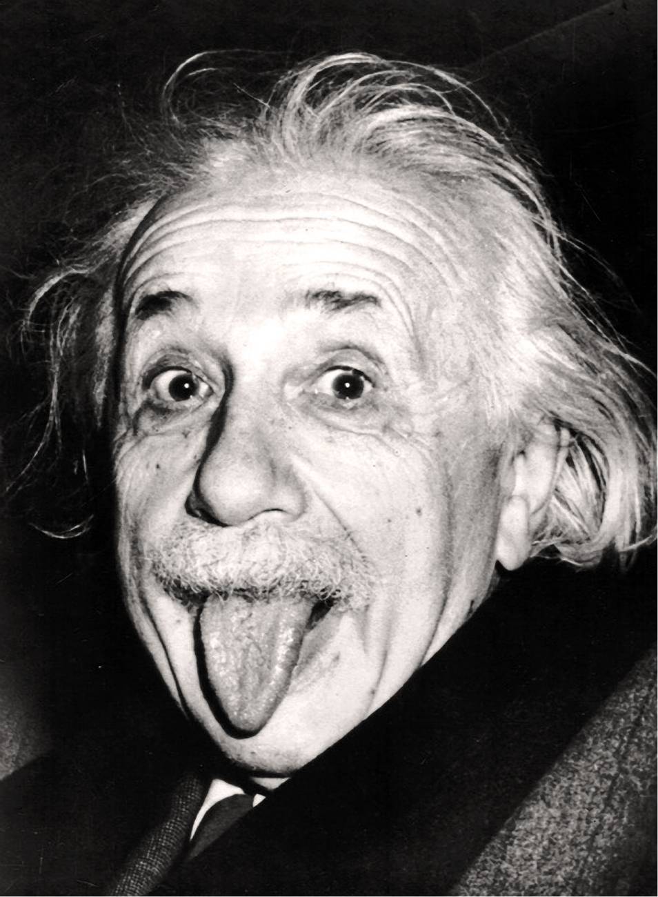Albert Einstein, Herausgestreckte Zunge, Schwarzweiß, Ikonisches Foto, HD, Tablet-Hintergrund