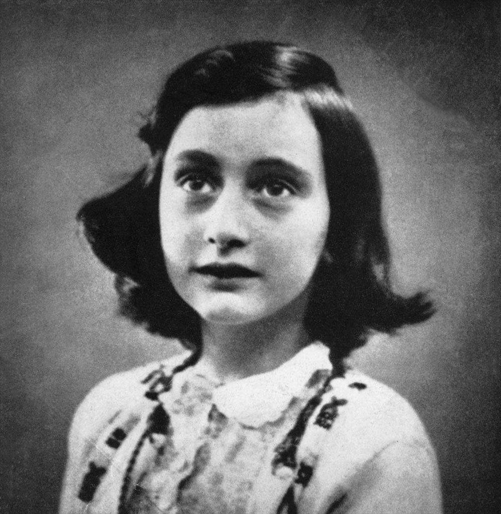 Anne Frank, Porträt, Vignette, Schwarz-Weiß, Hintergrundbild für iPad und Tablet
