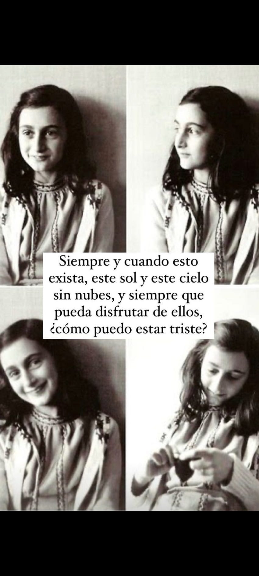 Anne Frank, Fotostreifen, Spanisches Zitat, Schwarz-Weiß, HD, Handy-Hintergrund