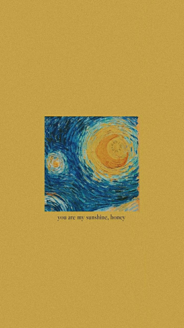 Sternennacht, Vincent van Gogh, Senfgelber Hintergrund, Minimalismus, Sperrbildschirm fürs iPhone