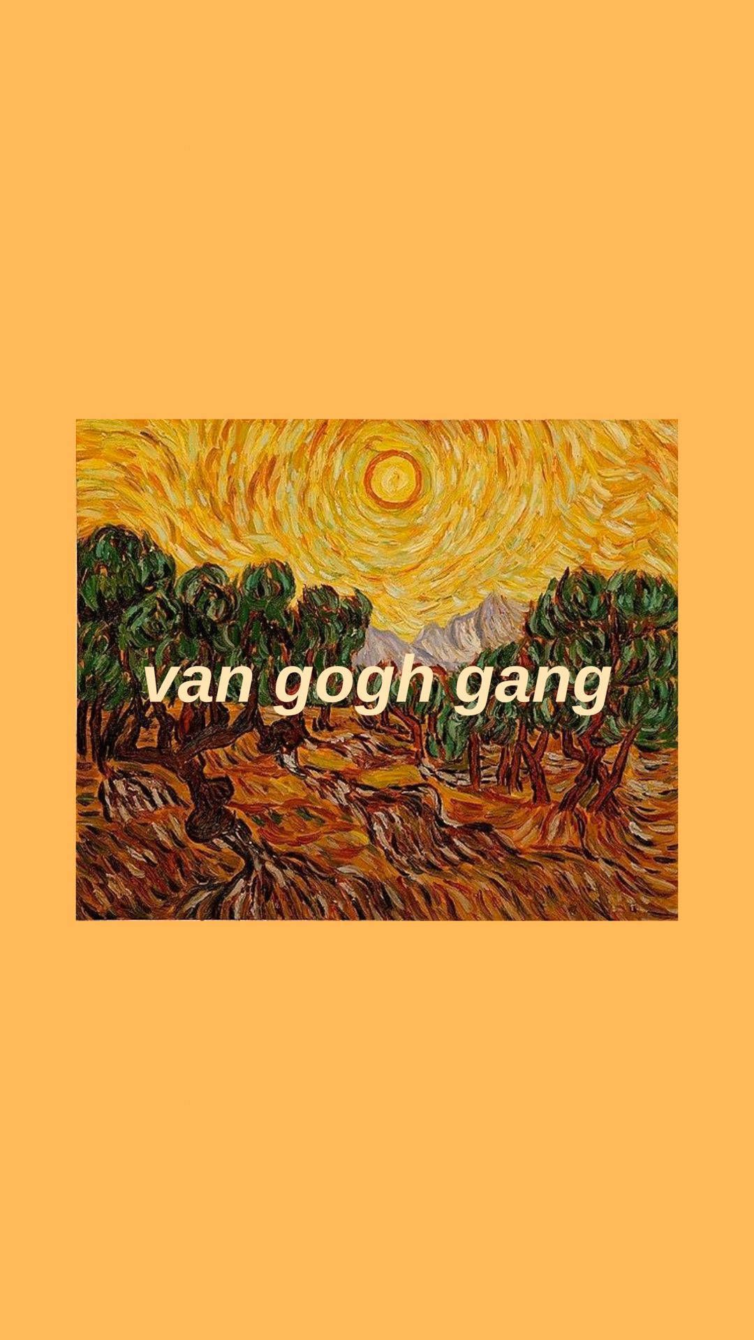 Vincent van Gogh, Van Gogh Gang, Weizenfeld, Orangefarbener Hintergrund, Sperrbildschirm fürs iPhone