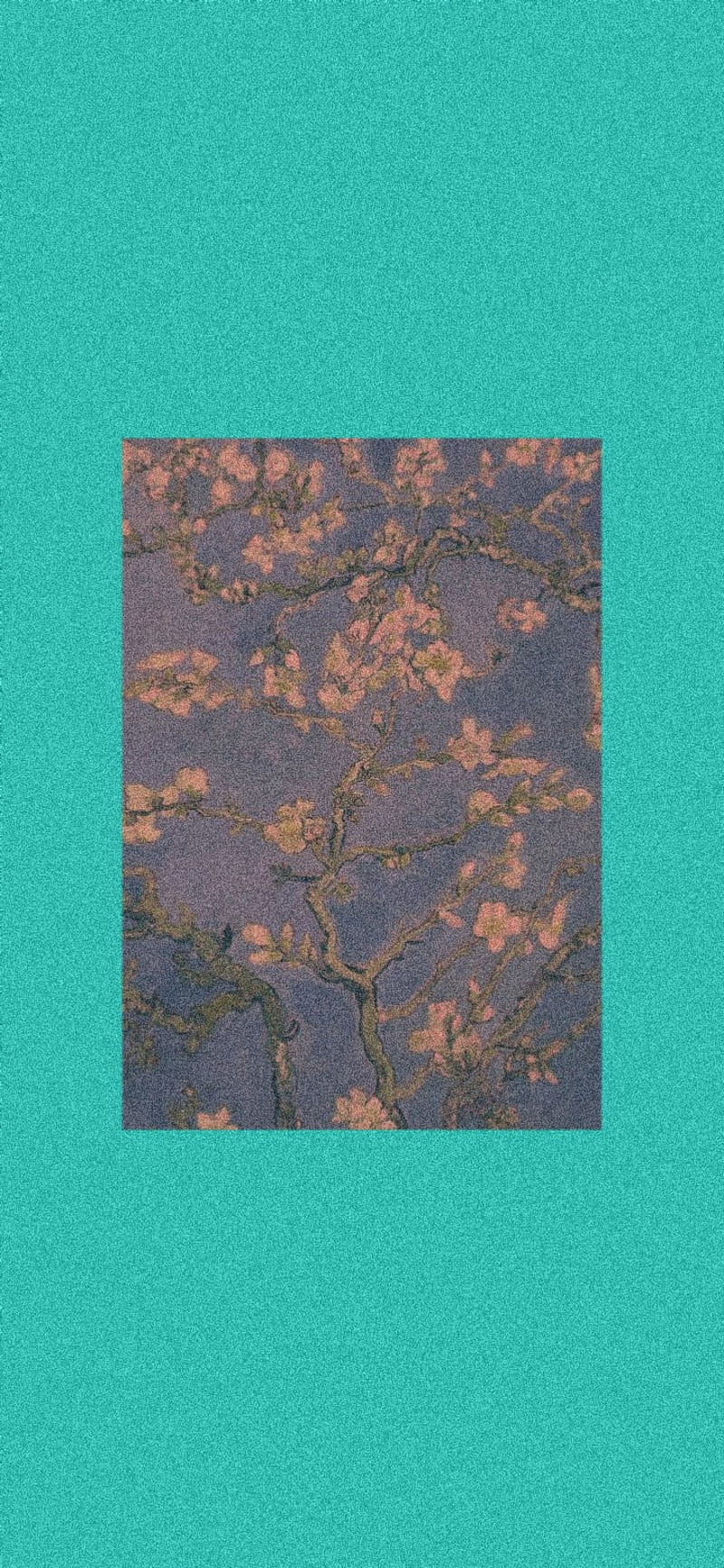 Vincent van Gogh, Mandelblüte, Türkiser Hintergrund, Minimalismus, Sperrbildschirm fürs iPhone