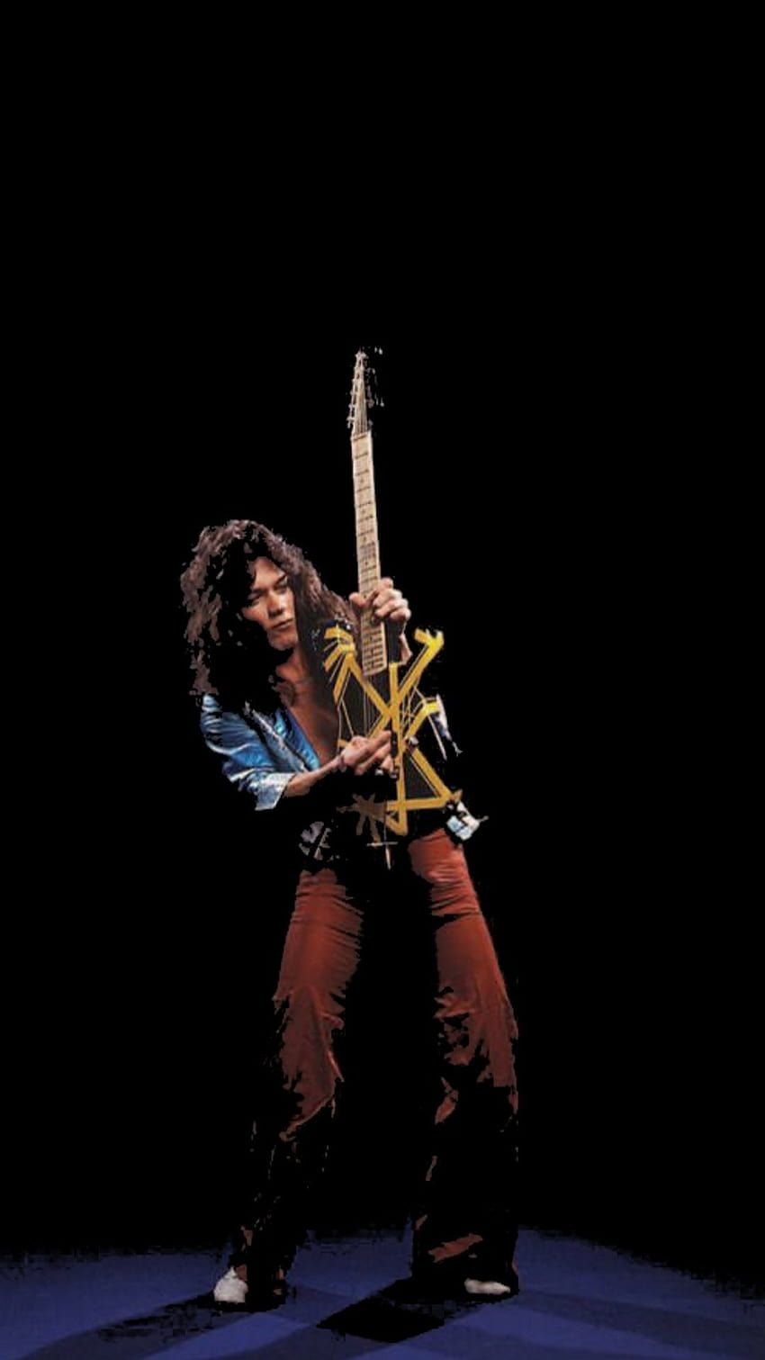 Eddie Van Halen, Gitarrist, Schwarzer Hintergrund, Bühne, Hochformat, Sperrbildschirm fürs iPhone