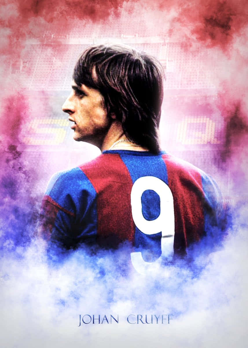 Johan Cruyff, FC Barcelona, Rückennummer 9, Aquarell, Digitale Kunst, Hintergrundbild fürs Tablet