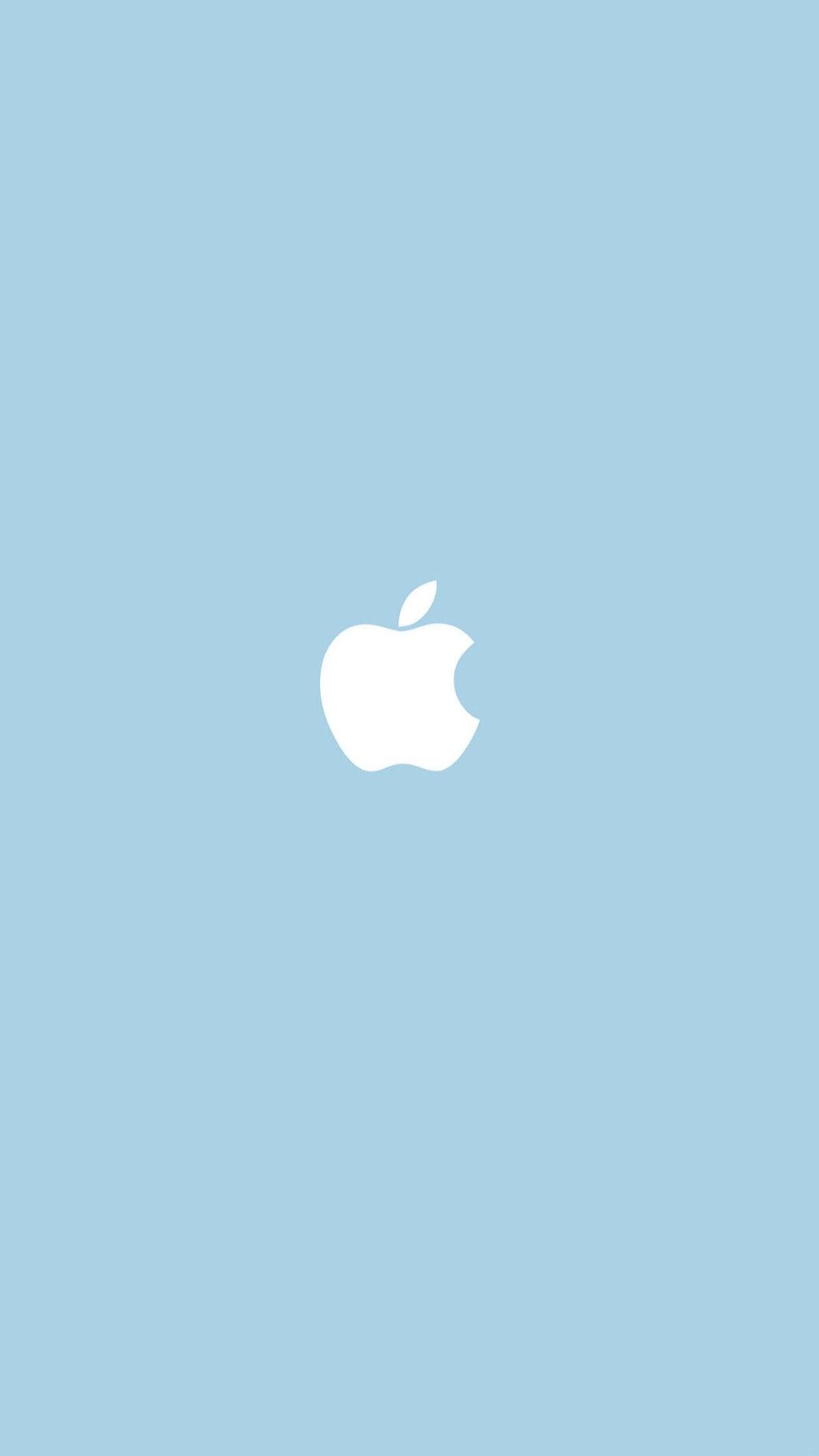 Apple-Logo, Minimalistisch, Hellblauer Hintergrund, Weiß, Sperrbildschirm fürs iPhone