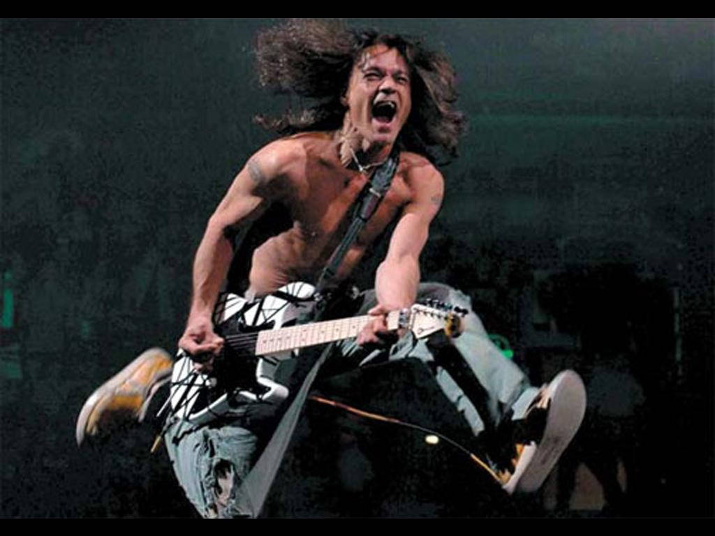 Eddie Van Halen, Luftsprung, Gitarrist, Konzert, Rockstar, Hintergrundbild fürs iPad