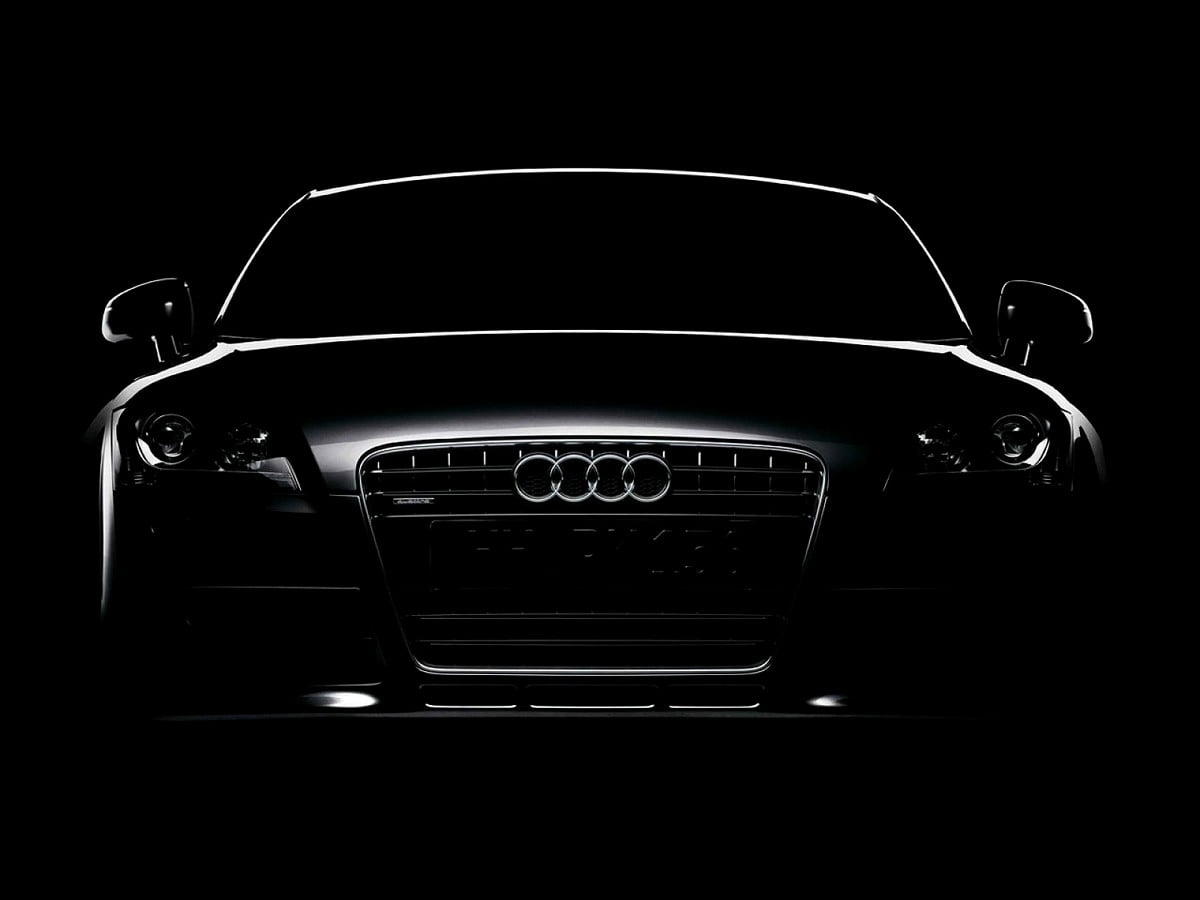 Audi TT, Silhouette, Schwarzer Hintergrund, Kühlergrill, Minimalismus, Wallpaper