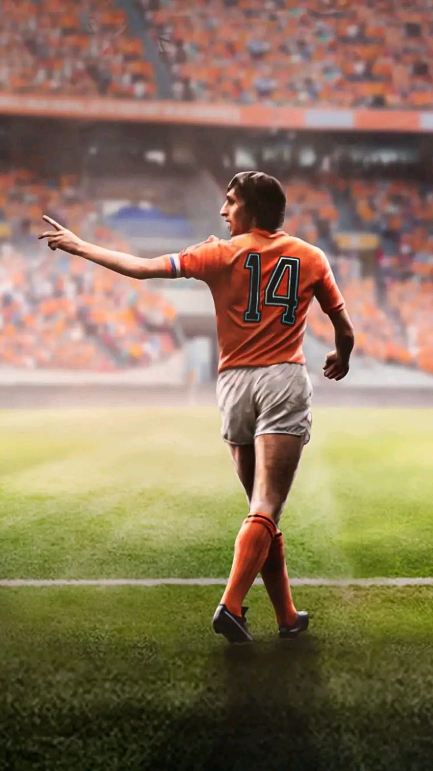 Johan Cruyff, Niederlande, Rückennummer 14, Stadion, Rasen, Android-Hintergrundbild