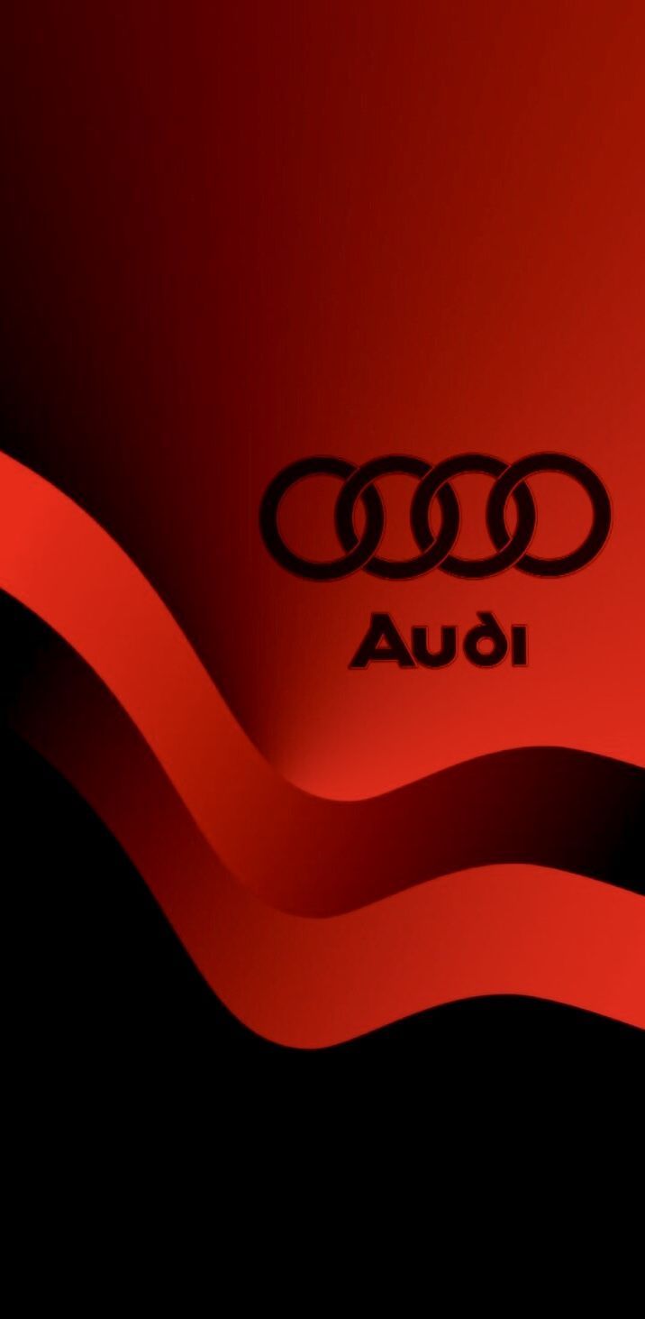 Audi-Logo, Rote Welle, Schwarz-rot, Abstrakt, Minimalismus, Hintergrundbild fürs Handy