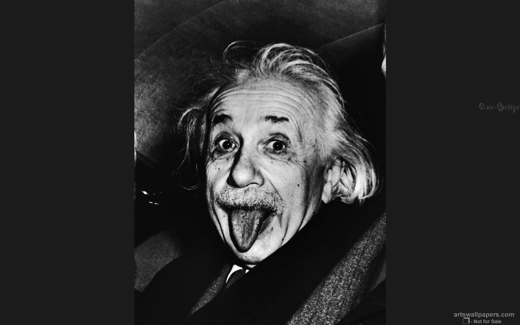 Albert Einstein, Herausgestreckte Zunge, Schwarzweiß, Grauer Hintergrund, HD Wallpaper