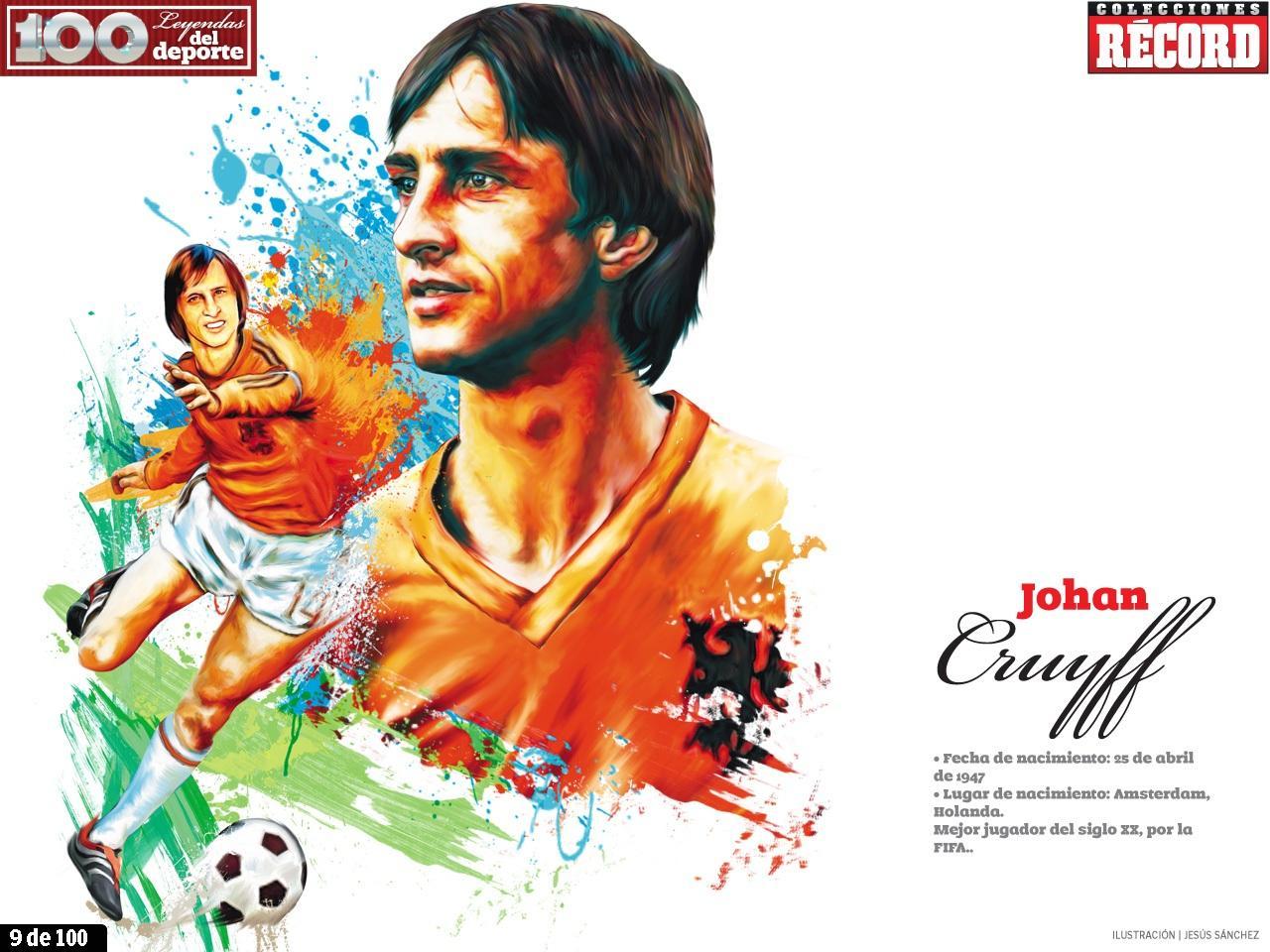 Johan Cruyff, Niederlande, Aquarell, Illustration, Orange, Hintergrundbild fürs iPad