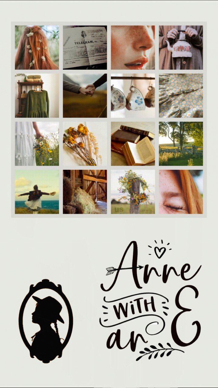 Anne with an E, Collage, Silhouette, Schriftzug, Ästhetik, Hintergrundbild fürs Handy