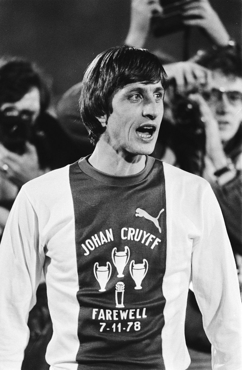 Johan Cruyff, Ajax Amsterdam, Abschiedsspiel, Schwarz-Weiß, Trikot, Hintergrundbild fürs Handy