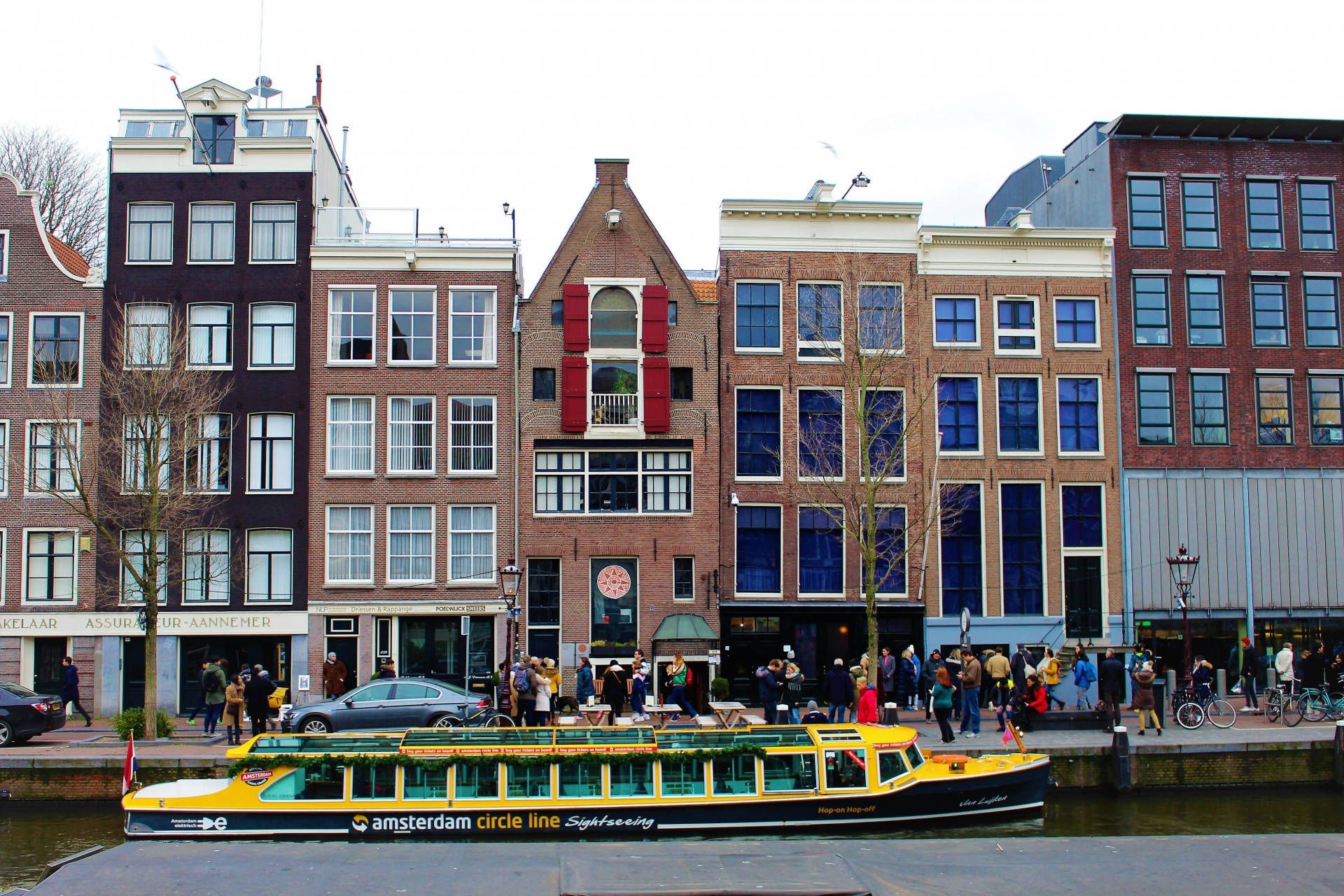 Anne-Frank-Haus, Prinsengracht, Amsterdam, Gracht, Grachtenhäuser, Ausflugsboot, Full-HD-Hintergrundbild