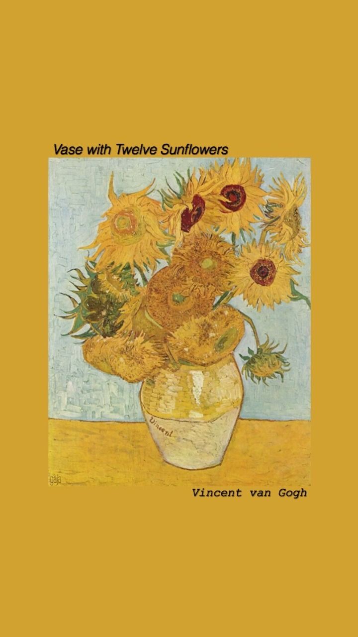 Vase mit zwölf Sonnenblumen, Sonnenblumen, Vincent van Gogh, Senfgelb, HD, Handy-Hintergrundbild