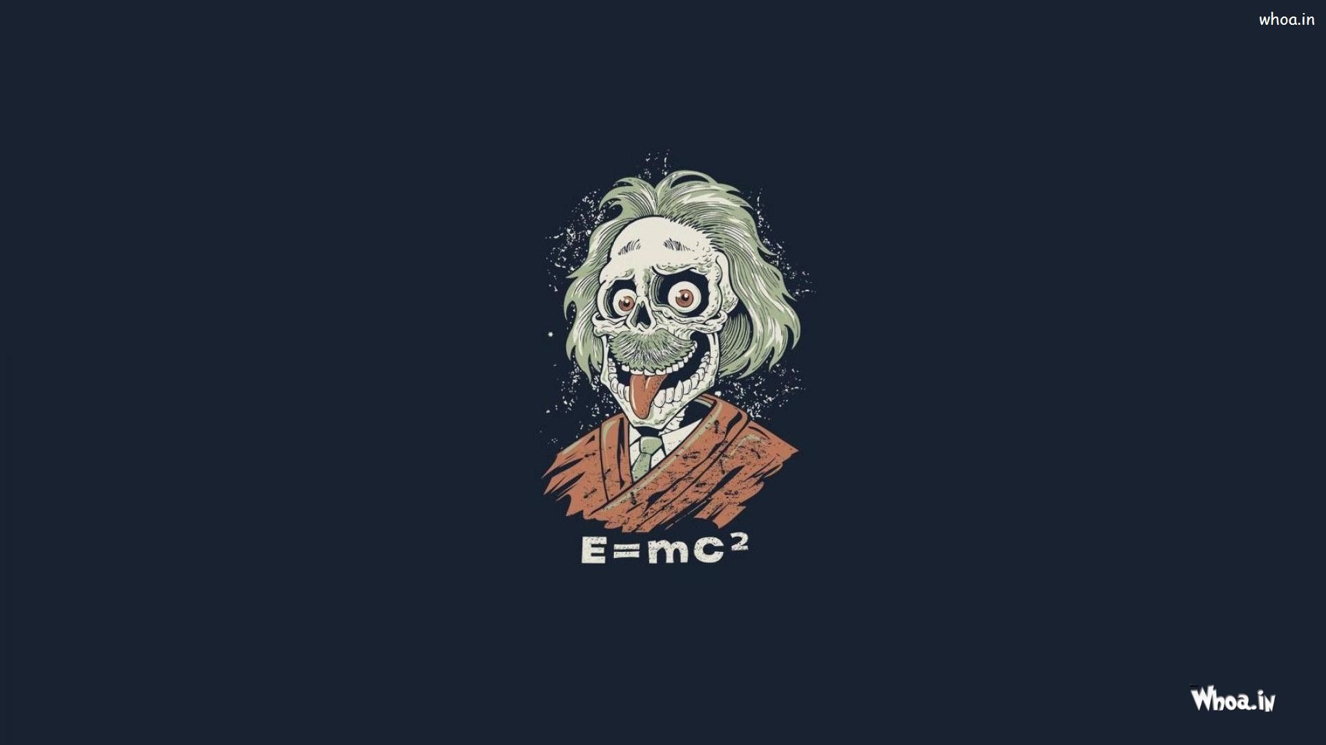 Albert Einstein, E=mc², Zombie, Illustration, Dunkelblau, Full HD, Desktop-Hintergrund