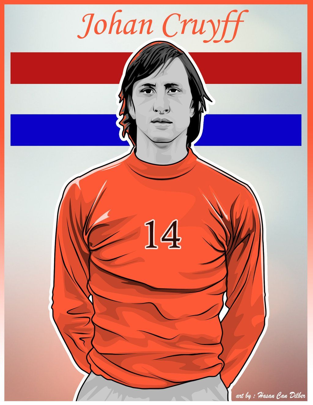 Johan Cruyff, Niederlande, Rückennummer 14, Illustration, Flagge, Hintergrundbild fürs Tablet