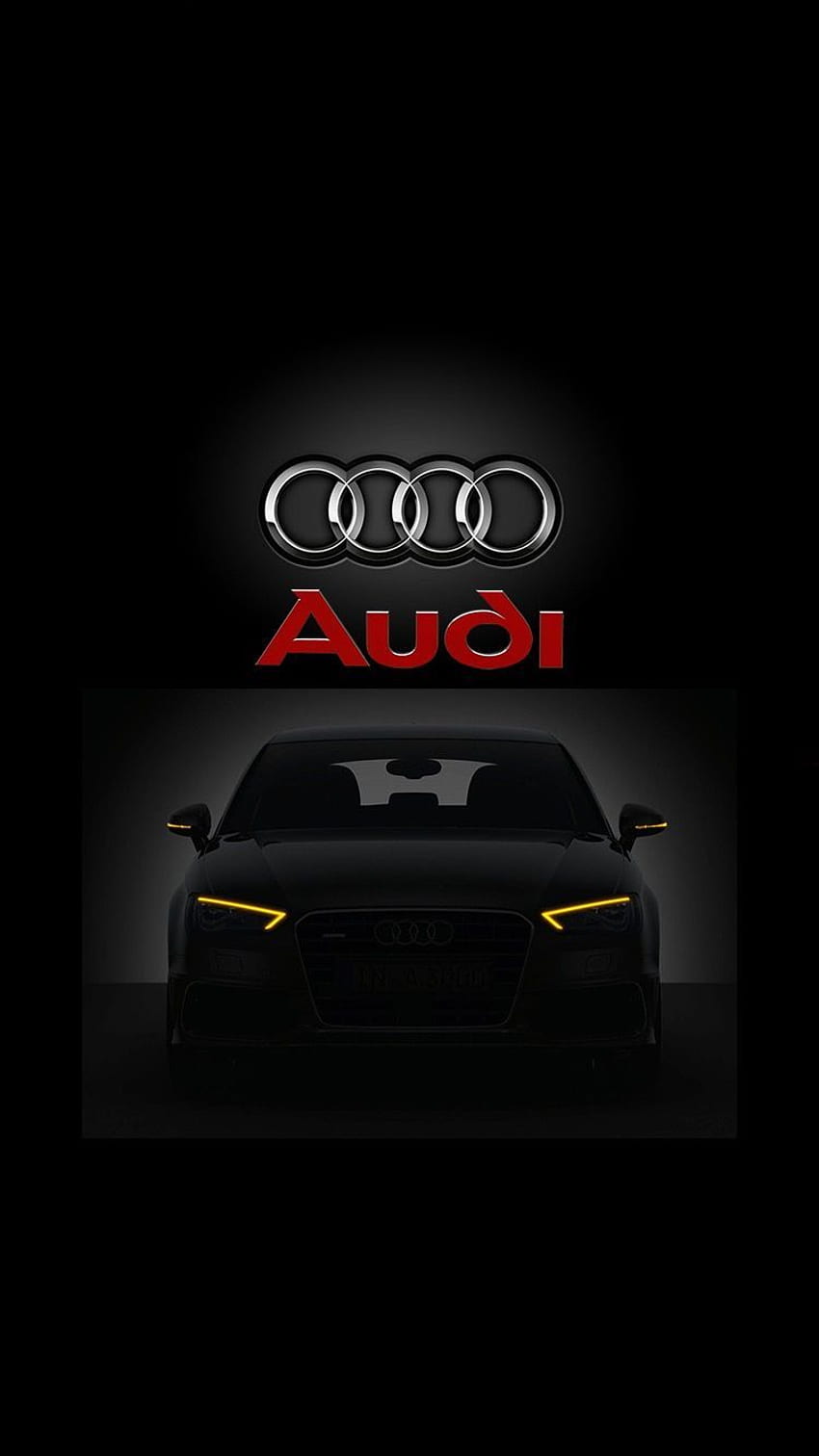 Audi-Logo, Rote Schrift, Scheinwerfer, Schwarzer Hintergrund, Dunkel, Sperrbildschirm fürs iPhone